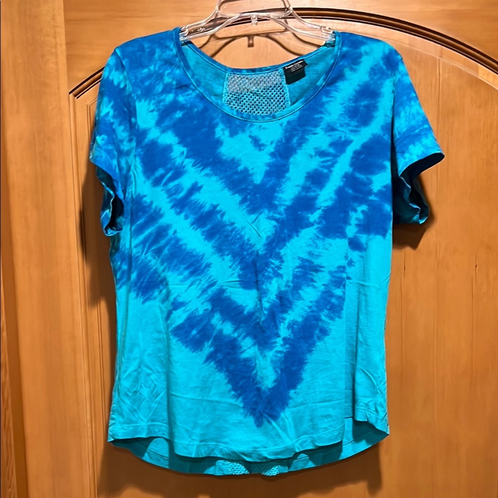 Blue and Green Relaxed Short Sleeve Tie-Dye Tee